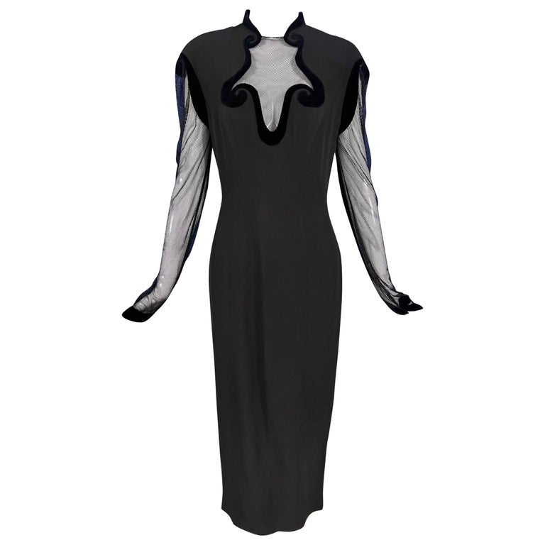 white christmas dresses Thierry Mugler 1999 S/S Black Sheer Cut-Out Sheath Dress – Featherstone  Vintage