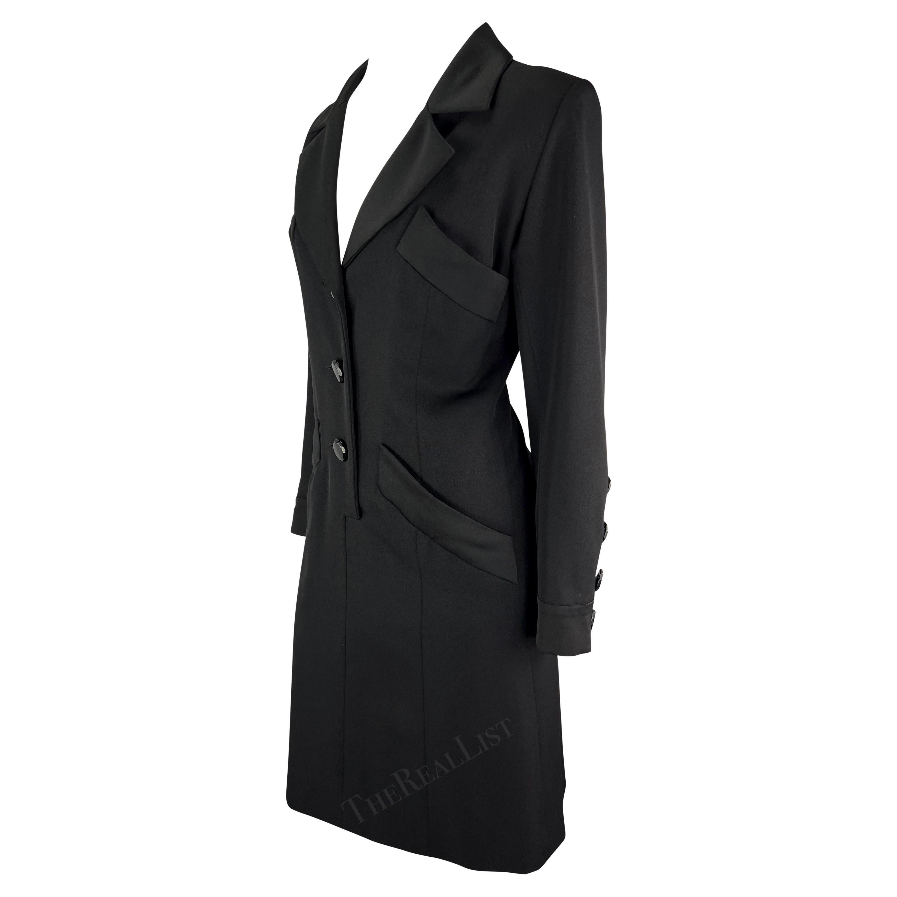 H/W 1993 Yves Saint Laurent Laufsteg Schwarzes Smoking-Hemdkleid Damen im Angebot