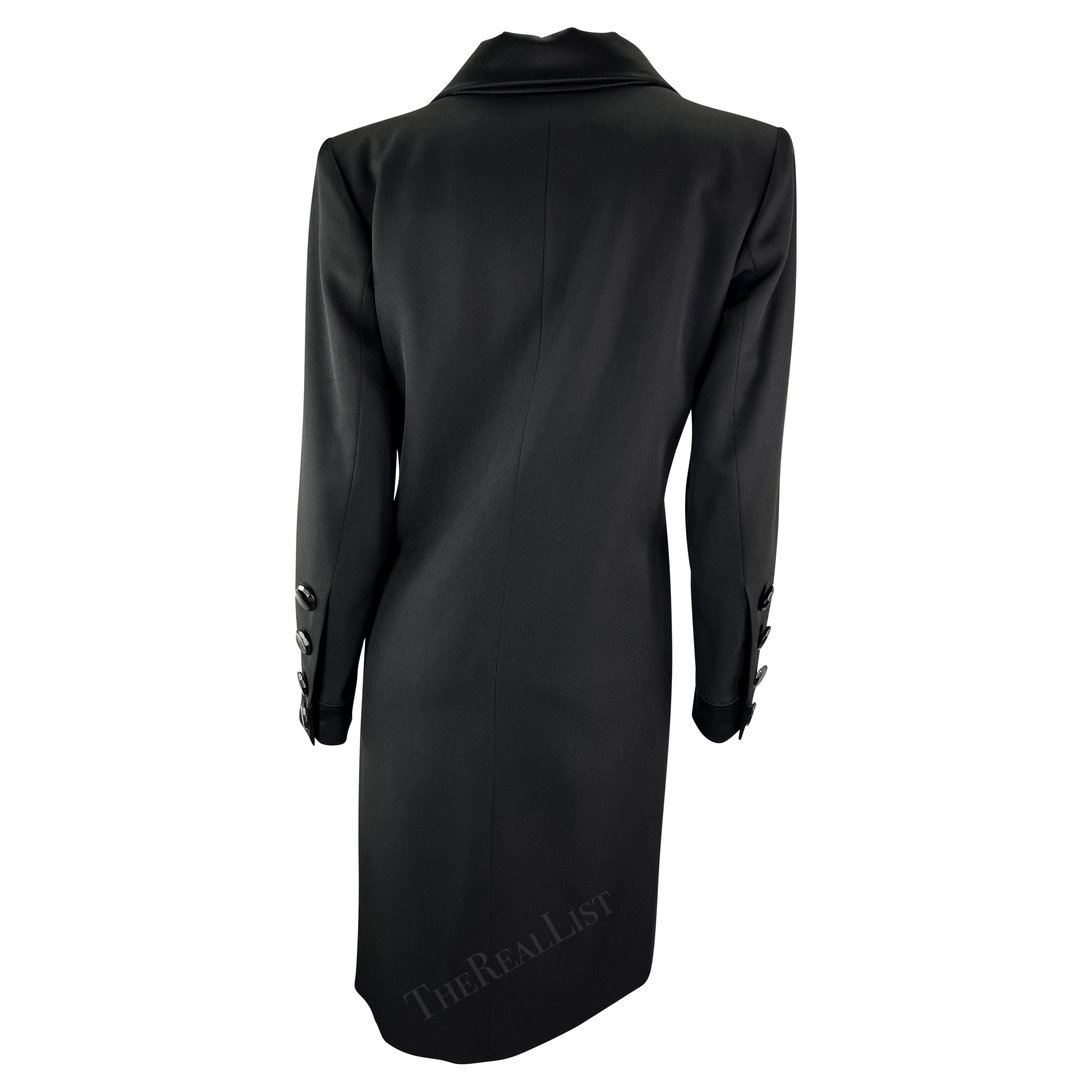 F/W 1993 Yves Saint Laurent Runway Black Tuxedo Shirt Dress  For Sale 2