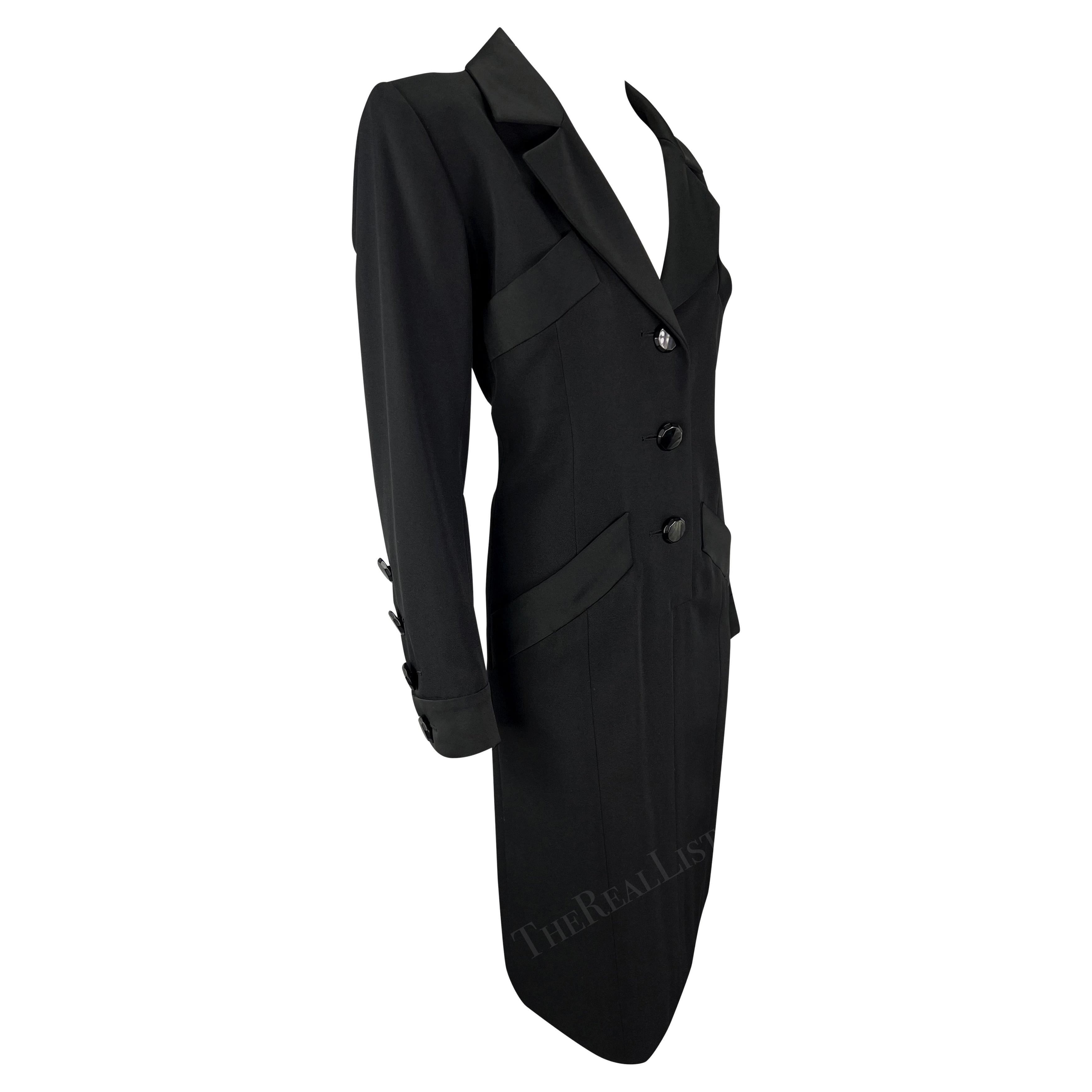 F/W 1993 Yves Saint Laurent Runway Black Tuxedo Shirt Dress  For Sale 3