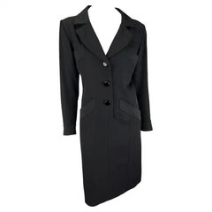 Yves Saint Laurent - Robe chemise de défilé noire, style smoking, automne-hiver 1993