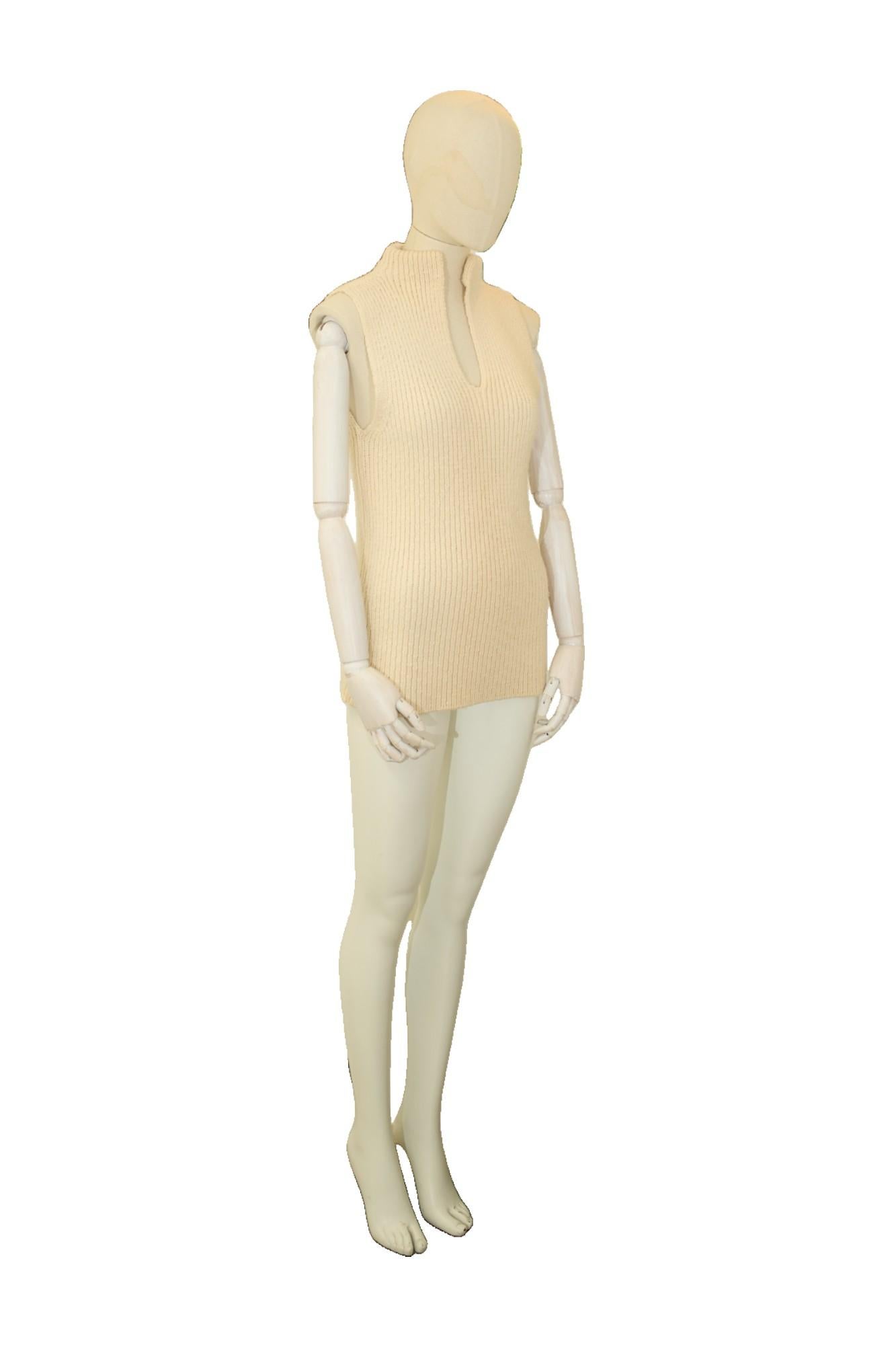 Beige A/I 1994 Gilet in maglia senza maniche Artisanal in vendita
