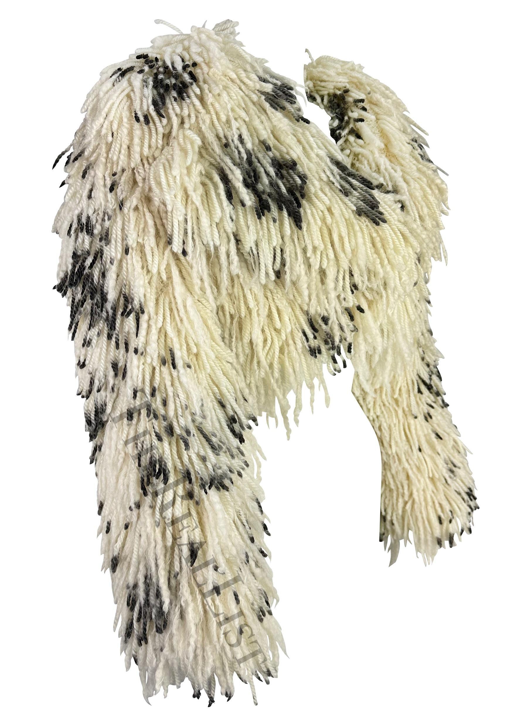 Manteau boléro court à franges blanc et noir Atelier Versace Haute Couture, A/H 1994 en vente 2