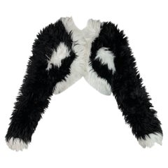 Retro F/W 1994 Chanel Documented Runway Black & White Faux Fur Cropped Jacket
