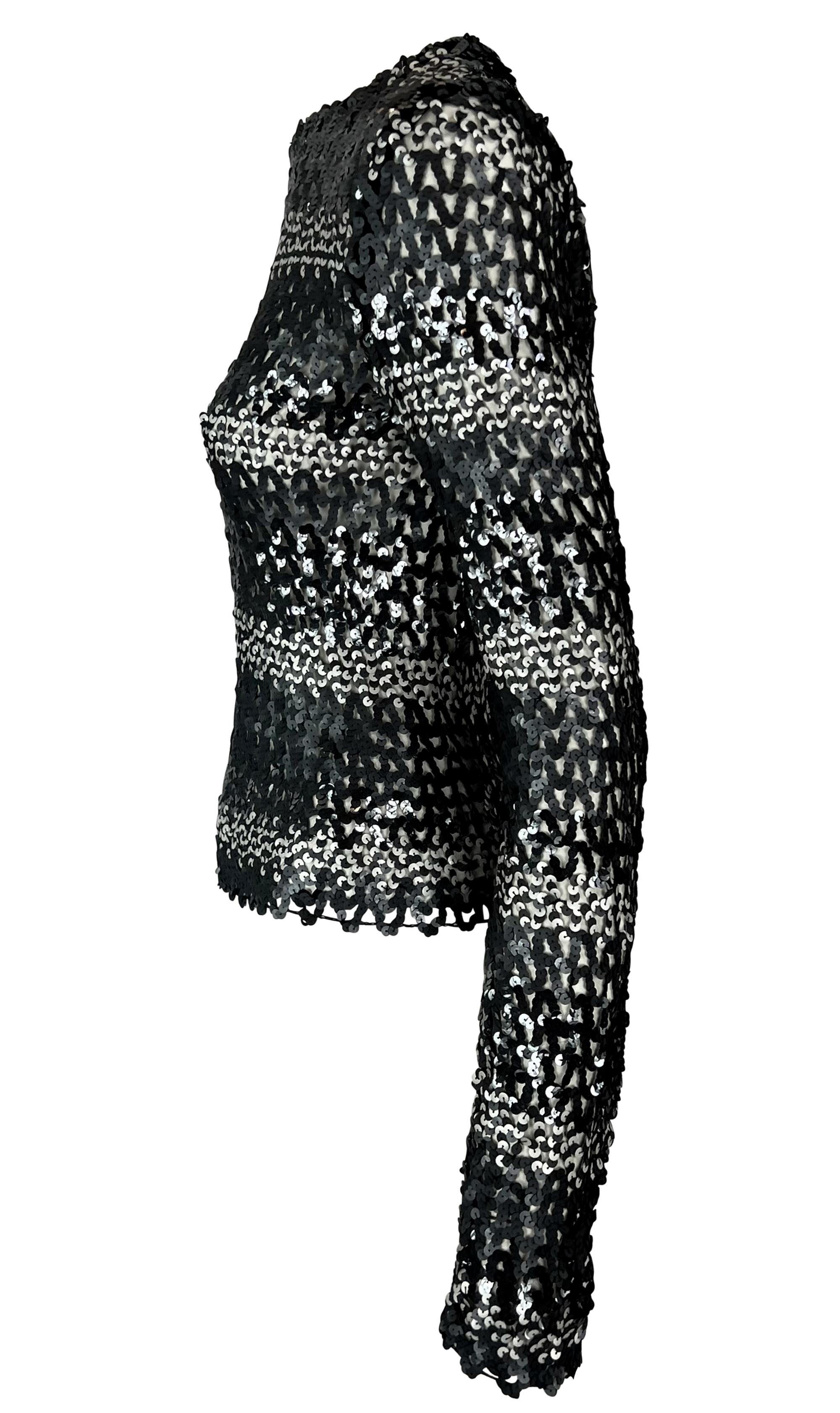 F/W 1994 Dolce & Gabbana Camiseta de manga larga de punto con lentejuelas negro y plata en venta 1