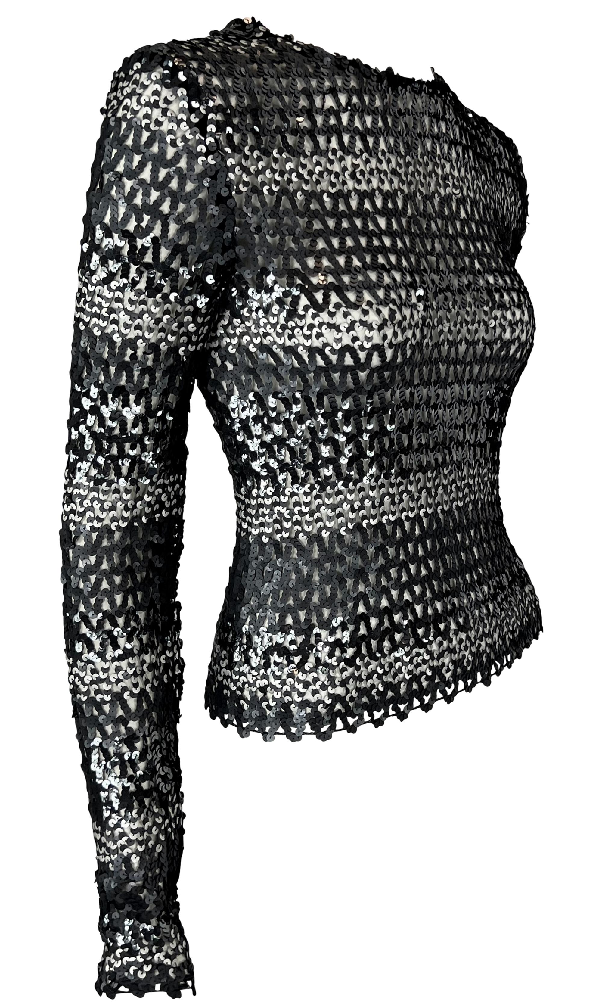 F/W 1994 Dolce & Gabbana Camiseta de manga larga de punto con lentejuelas negro y plata en venta 4