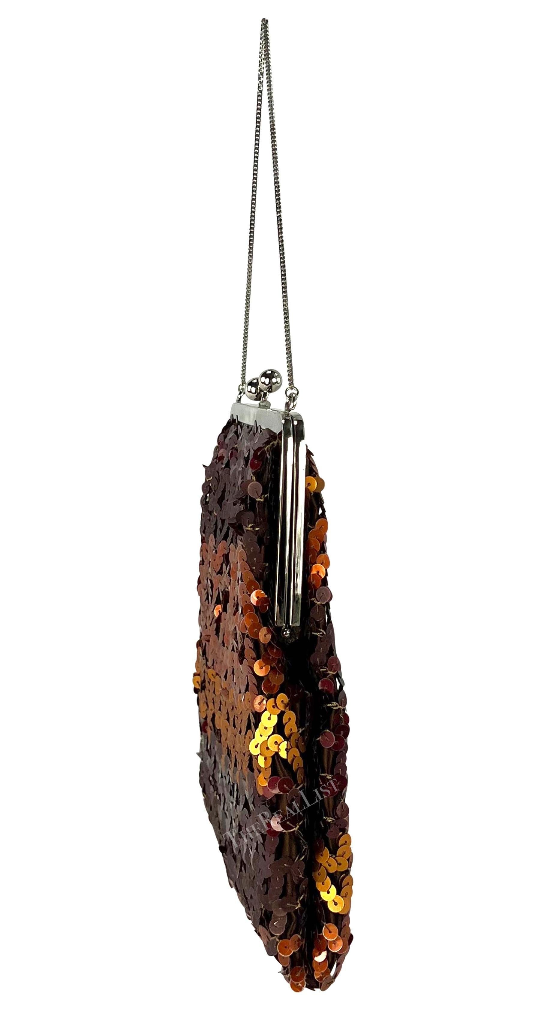 F/W 1994 Dolce & Gabbana Brown Brown Copper Sequin Chain Evening Bag en vente 2