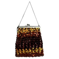 F/W 1994 Dolce & Gabbana Bolso de noche con cadena de lentejuelas de cobre marrón