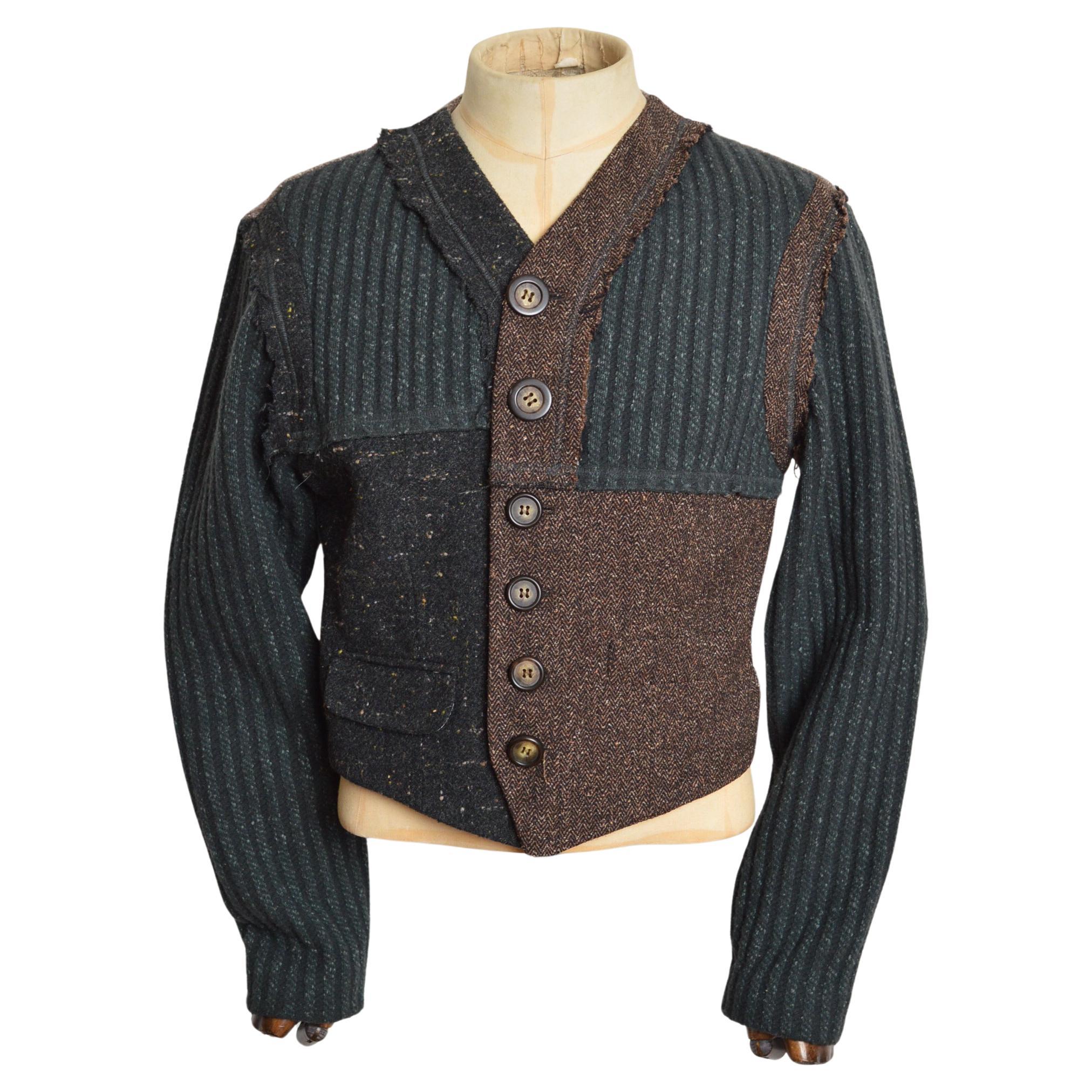 F/W 1994 Dolce 
Gabbana Runway Mens Patchwork Cardigan en vente
