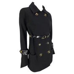 F/W 1994 Gianni Versace Black Patent Leather Belt Gold Medusa Jacket