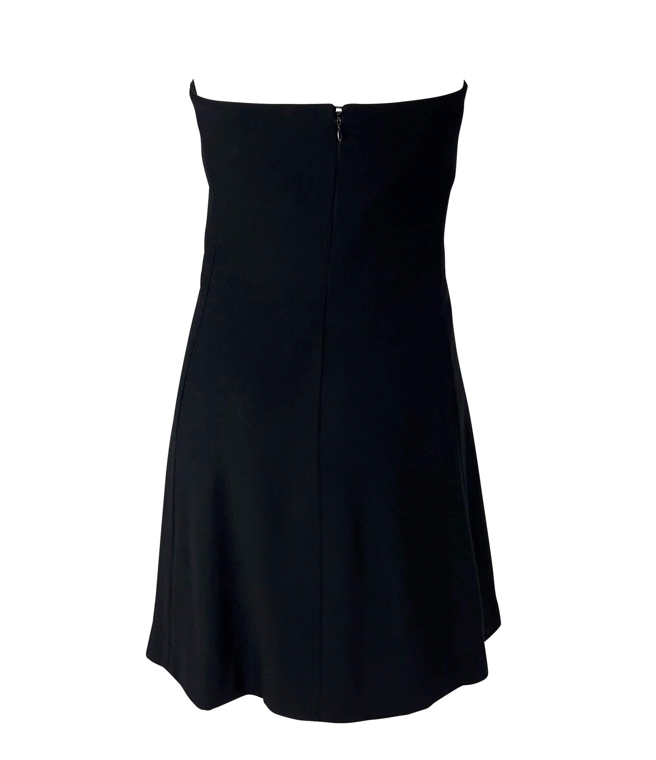 Noir Mini-robe corsetée en laine noire Gianni Versace Couture, A/H 1994 en vente