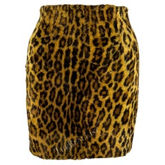 F/W 1994 Gianni Versace Couture Cheetah Print Faux Fur Mini Skirt 