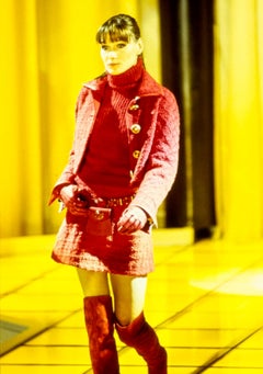 F/W 1994 Gianni Versace Couture Red Bouclé Tweed Cropped Medusa Jacket