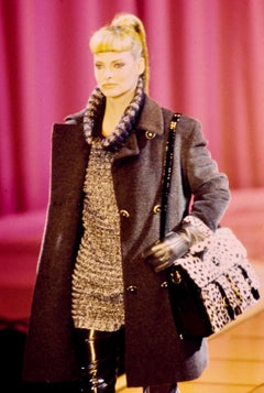 F/W 1994 Gianni Versace Couture Runway Faux Fur Leopard Print Messenger Bag