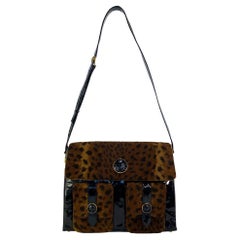 F/W 1994 Gianni Versace Couture Runway Faux Fur Leopard Print Messenger Bag