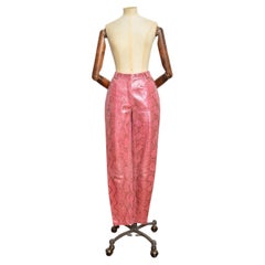 F/W 1994 GIANNI VERSACE COUTURE Runway Pink Python Snake Skin Trousers Pants 27"