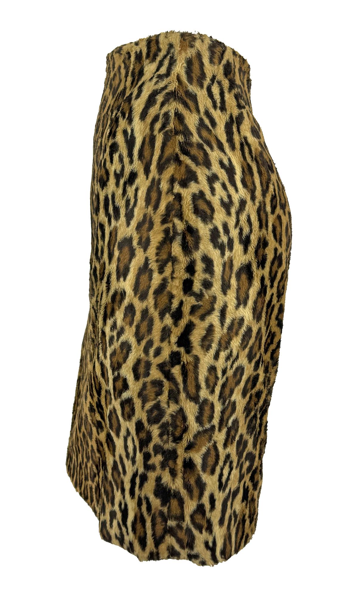 Women's F/W 1994 Gianni Versace Leopard Print Faux Fur Pencil Skirt For Sale