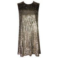 Retro F/W 1994 Gianni Versace Metallic Gold Velvet Lurex MOD Micro Mini Dress