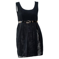 F/W 1994 Gianni Versace Patent Leather and Chiffon Mini Dress with Medusa Belt