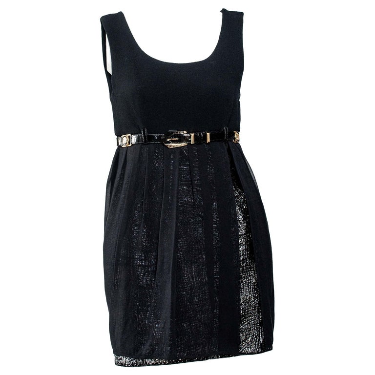 F/W 1994 Gianni Versace Patent Leather and Chiffon Mini Dress with - Main Image