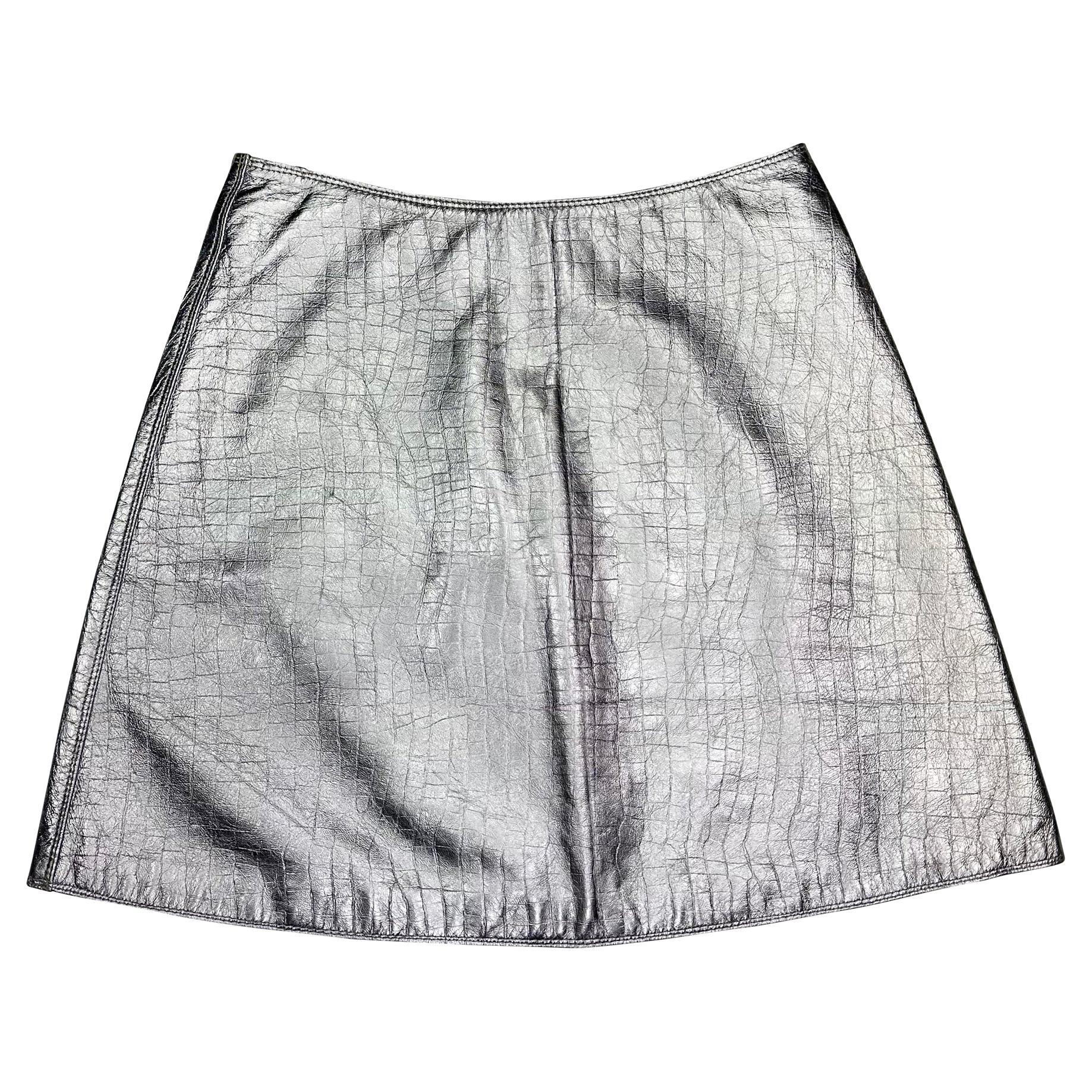 F/W 1994 Gianni Versace Runway Ad Metallic Lavender Embossed Mini Skirt