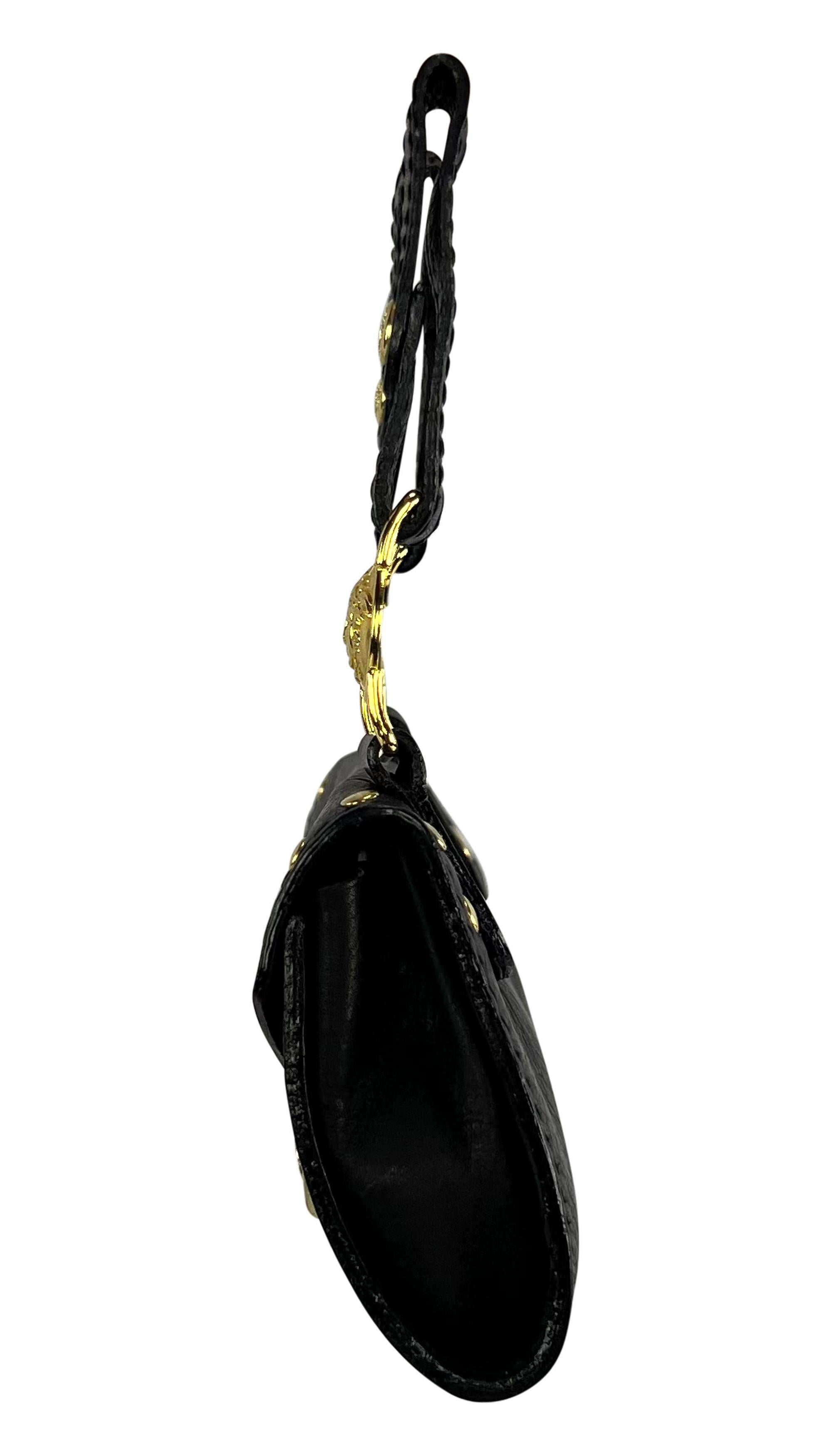 F/W 1994 Gianni Versace Studded Leather Silver Medusa Medallion Mini Belt Bag For Sale 2