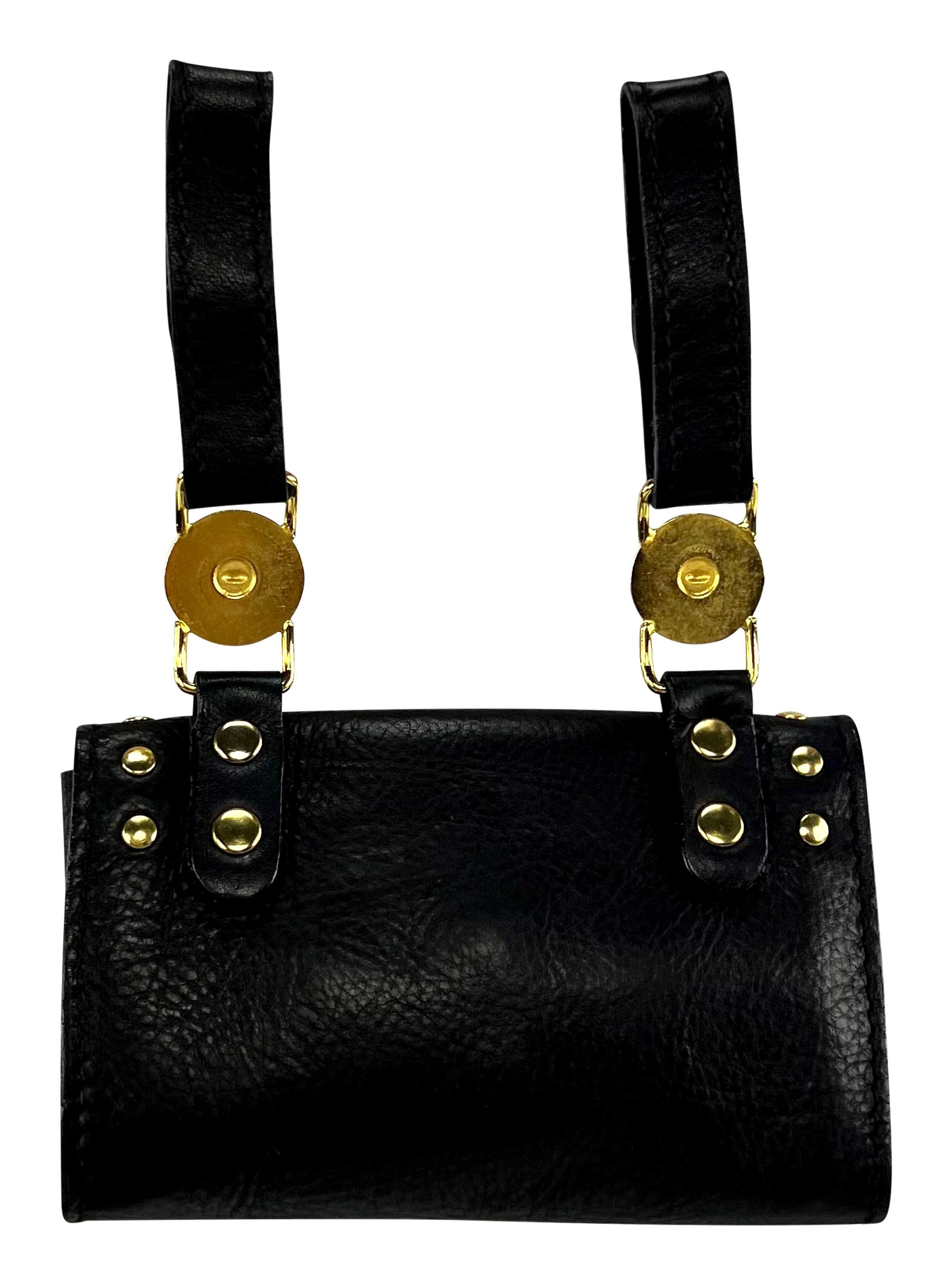 F/W 1994 Gianni Versace Studded Leather Silver Medusa Medallion Mini Belt Bag For Sale 3