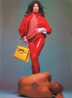 F/W 1994 Gianni Versace Yellow Crocodile Embossed Patent Kelly Style 'Diana' Bag