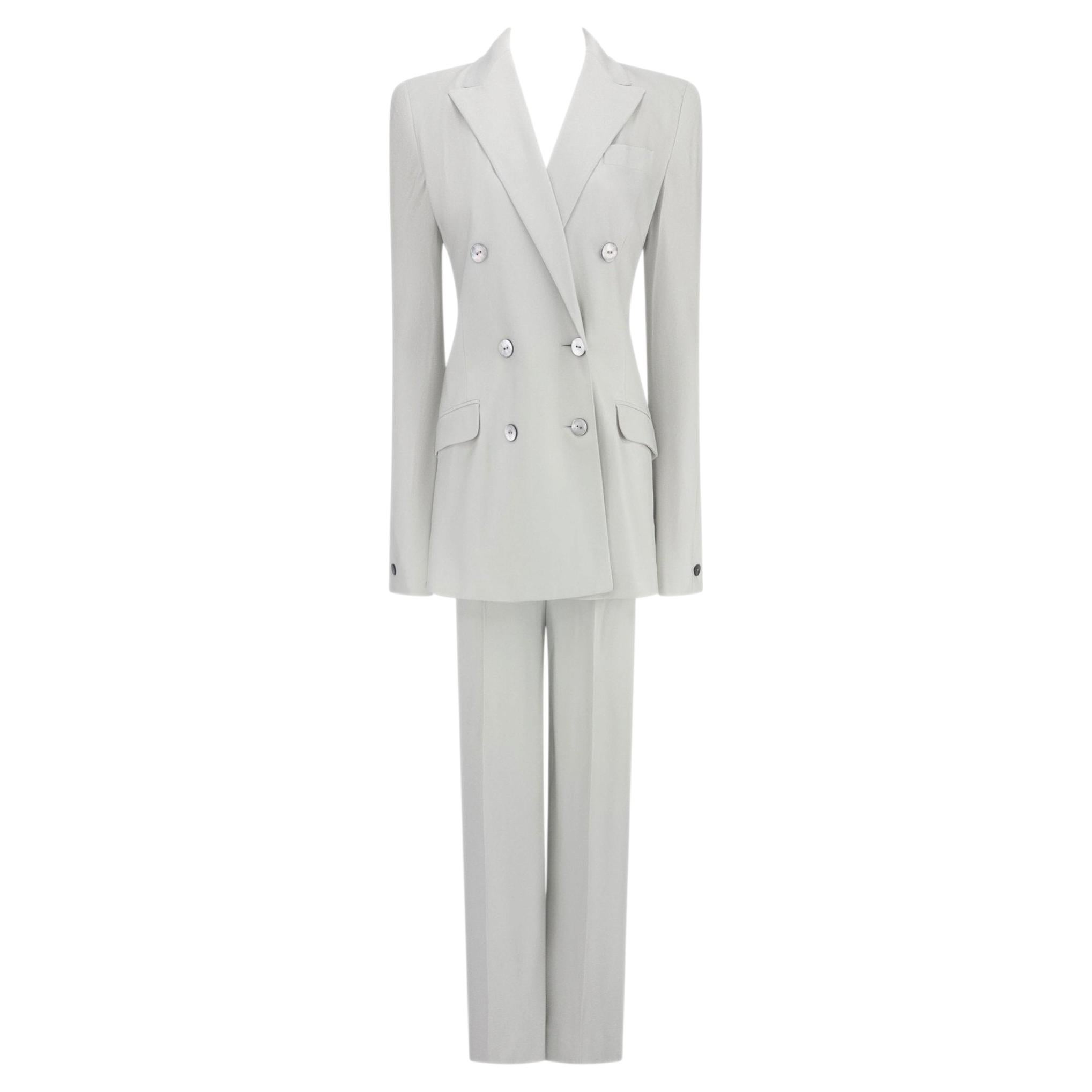 Pre-owned John Galliano F/w 1994  Runway Iceberg Blue Satin Double Breasted Oversized Suit