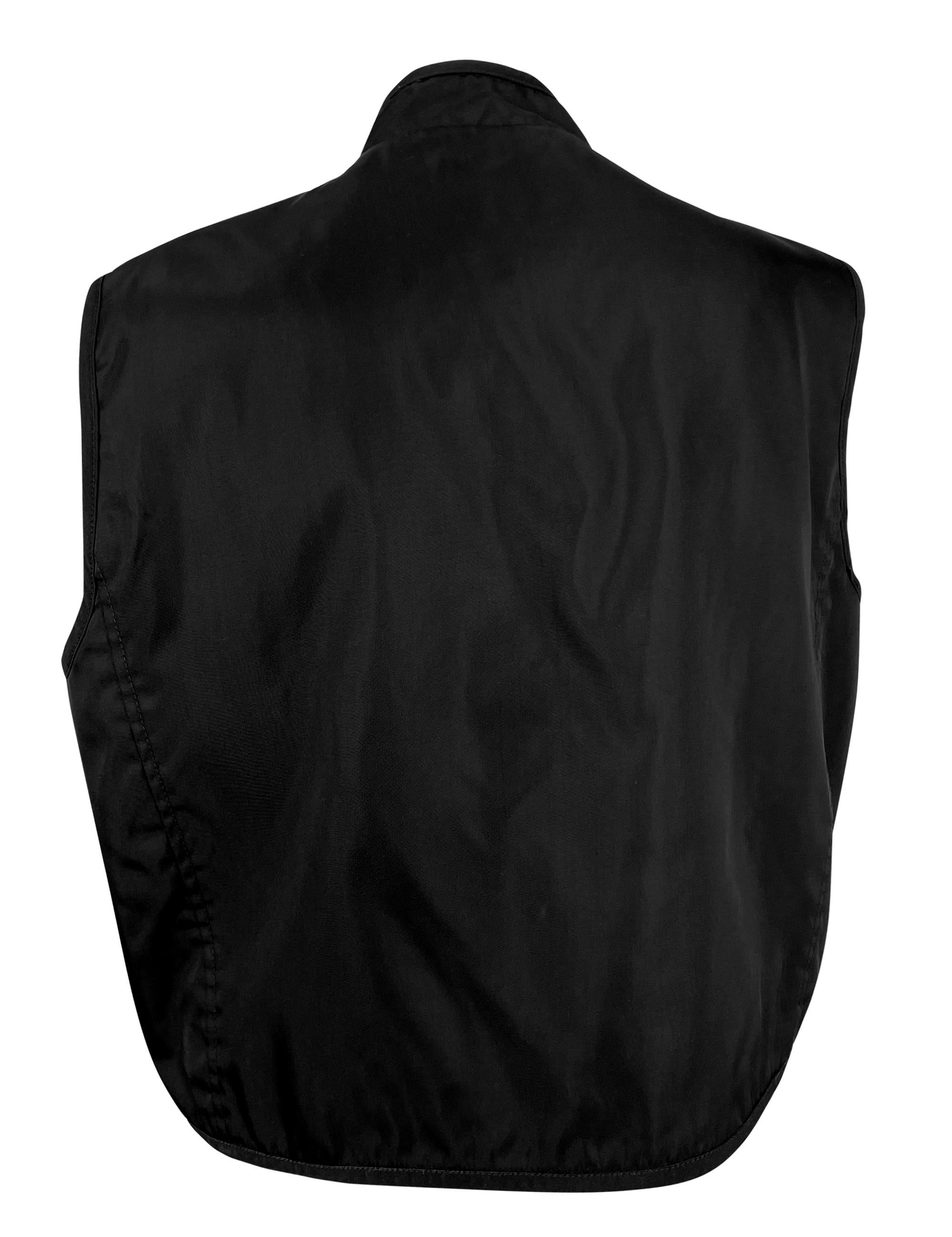Women's F/W 1994 Prada Black Nylon Sleeveless Vest Nehru Jacket For Sale