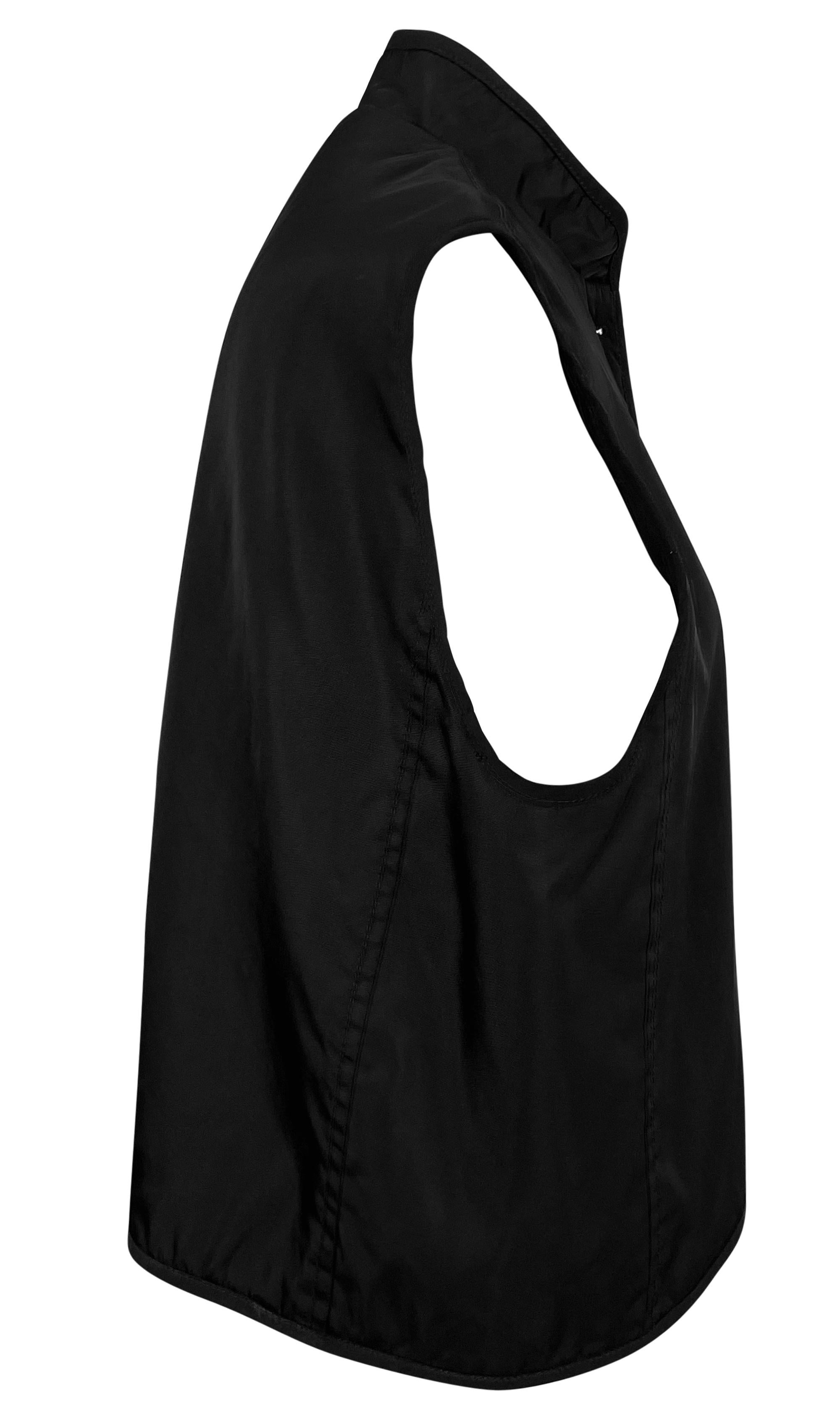 F/W 1994 Prada Black Nylon Sleeveless Vest Nehru Jacket For Sale 1