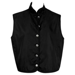 A/I 1994 Prada - Gilet senza maniche in nylon nero - Giacca Nehru