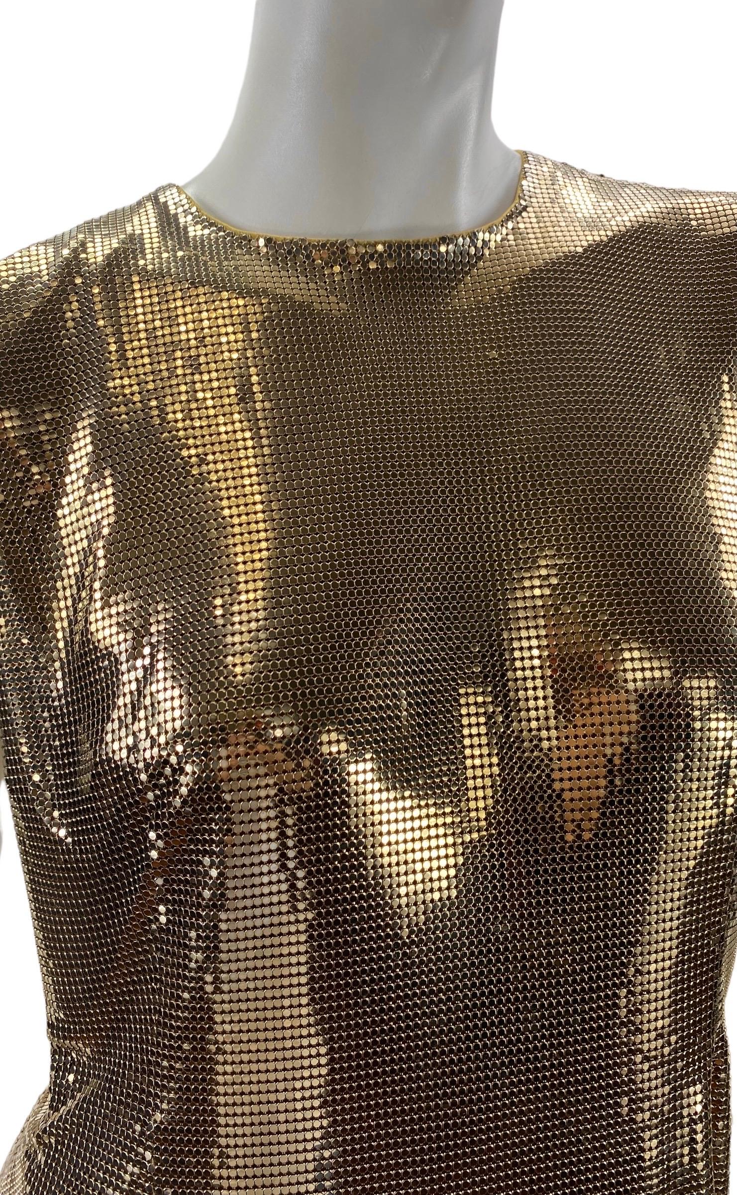 H/W 1994 Vintage Gianni Versace Couture Gold Metallgeflecht Oroton Top aus Metallgeflecht im Zustand „Hervorragend“ im Angebot in Montgomery, TX
