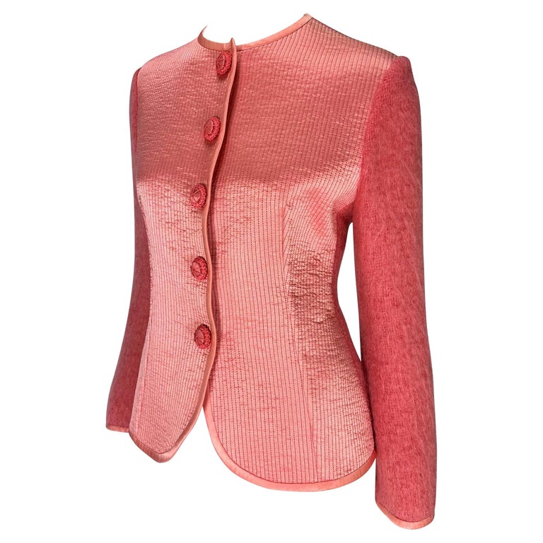 F/W 1995 Christian Dior by Gianfranco Ferré Runway Pink Satin Mohair Jacket In Good Condition For Sale In Philadelphia, PA