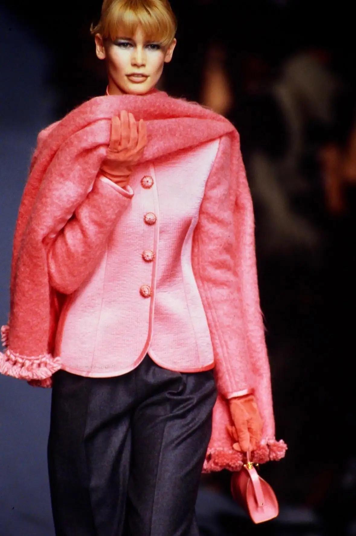 F/W 1995 Christian Dior by Gianfranco Ferré Tangerine Orange Silk Mohair Jacket For Sale 12