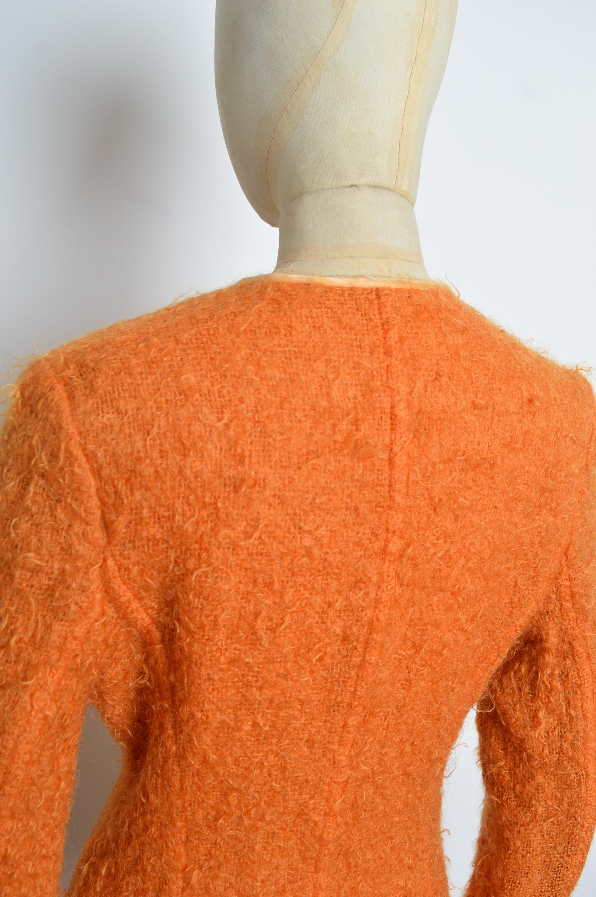 F/W 1995 Christian Dior by Gianfranco Ferré Tangerine Orange Silk Mohair Jacket For Sale 13