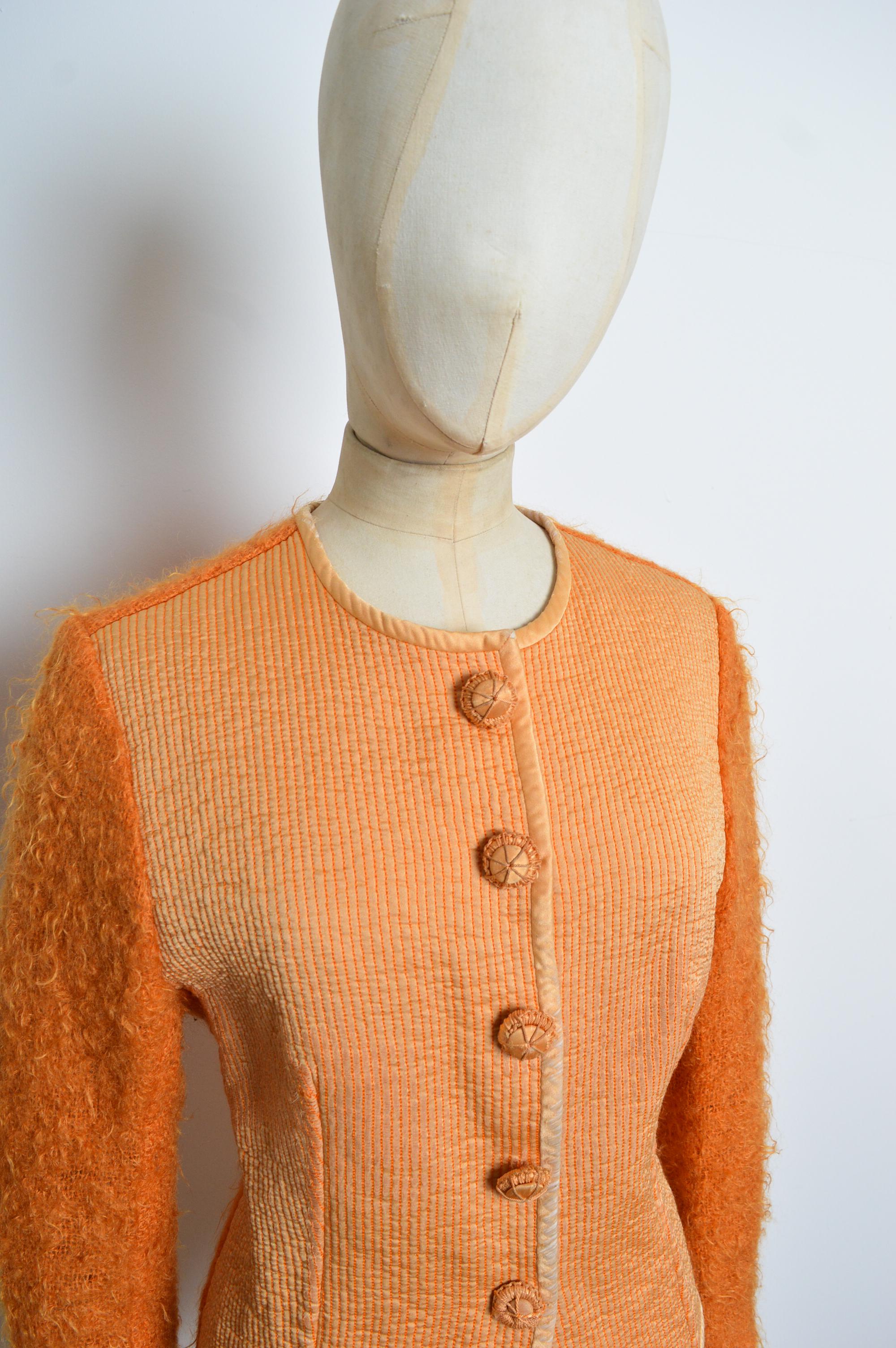 F/W 1995 Christian Dior by Gianfranco Ferré Tangerine Orange Silk Mohair Jacket For Sale 1