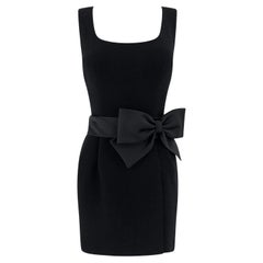 F/W 1995 Dolce 
Gabbana Runway Black Satin Bow Sleeveless Mini Dress