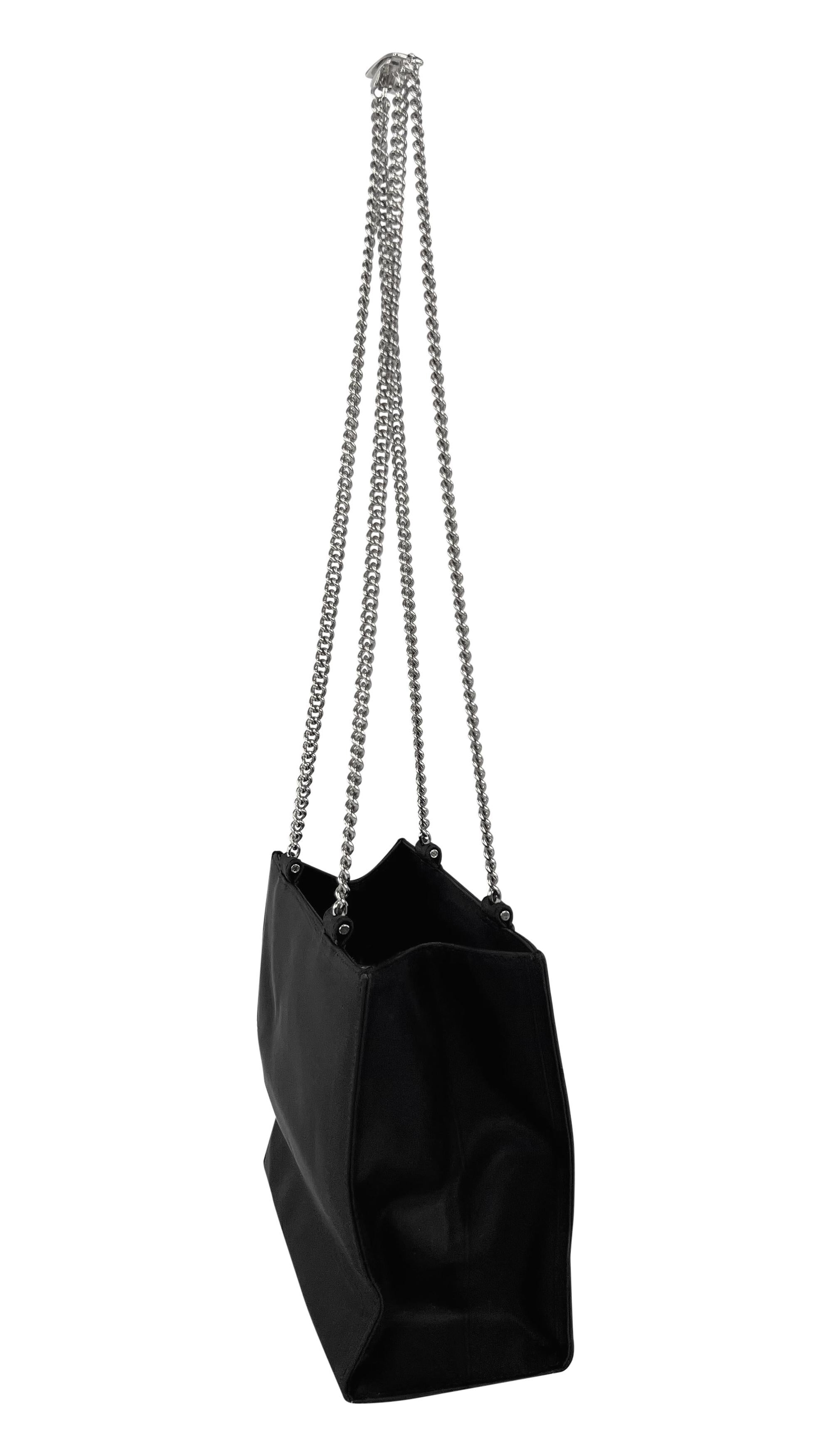 F/W 1995 Dolce & Gabbana Runway ID Bar Logo Chain Black Nylon Shoulder Bag For Sale 9