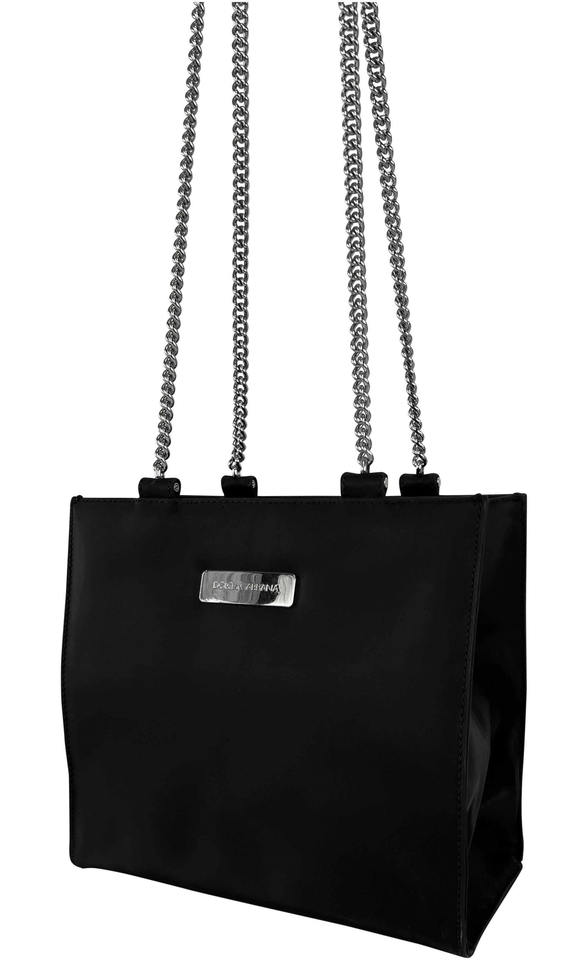 A/I 1995 Dolce & Gabbana Borsa a tracolla in nylon nero con logo a barre in vendita 3