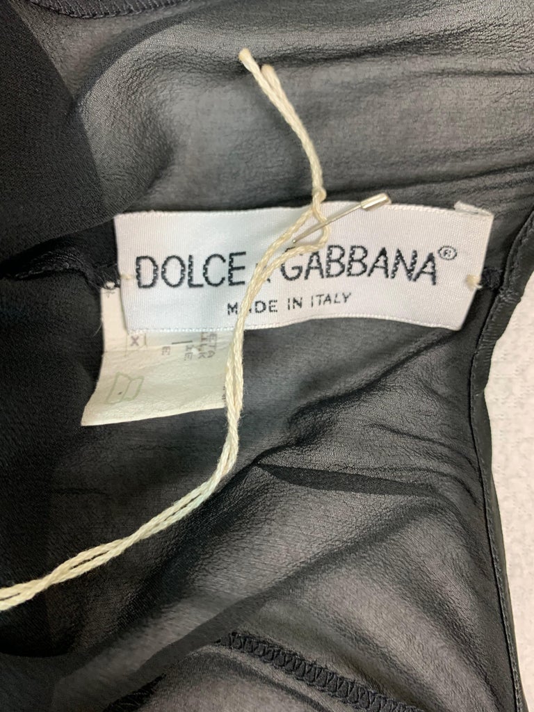 F/W 1995 Dolce and Gabbana Runway Sheer Black Mini Dress With Large Bow ...