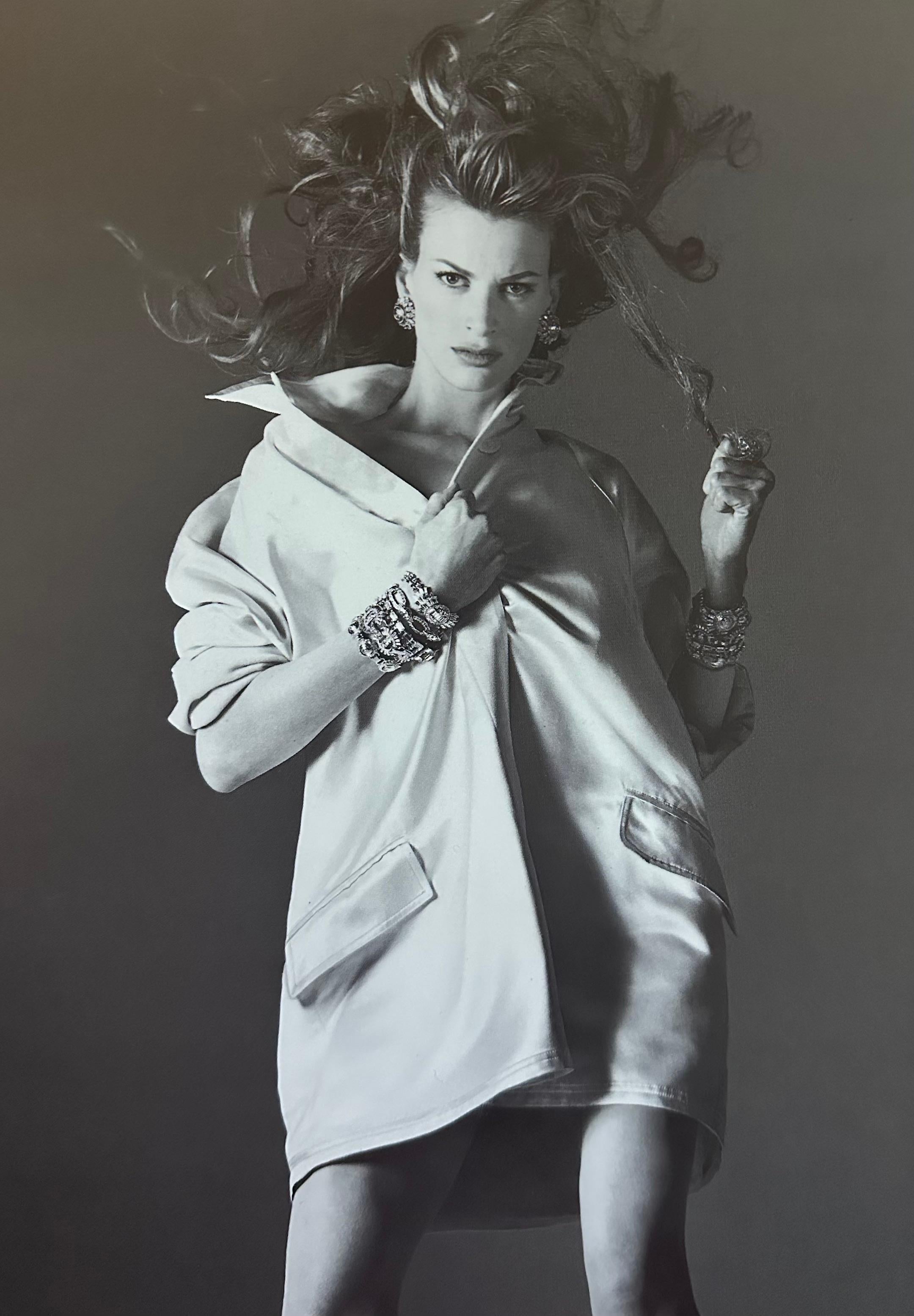Presenting a fabulous gold tone crystal rhinestone Gianni Versace bracelet, designed by Gianni Versace. From the Fall/Winter 1995 collection, this bracelet was highlighted in the season's ad campaign on Kristen McMenamy, captured by Richard Avedon.