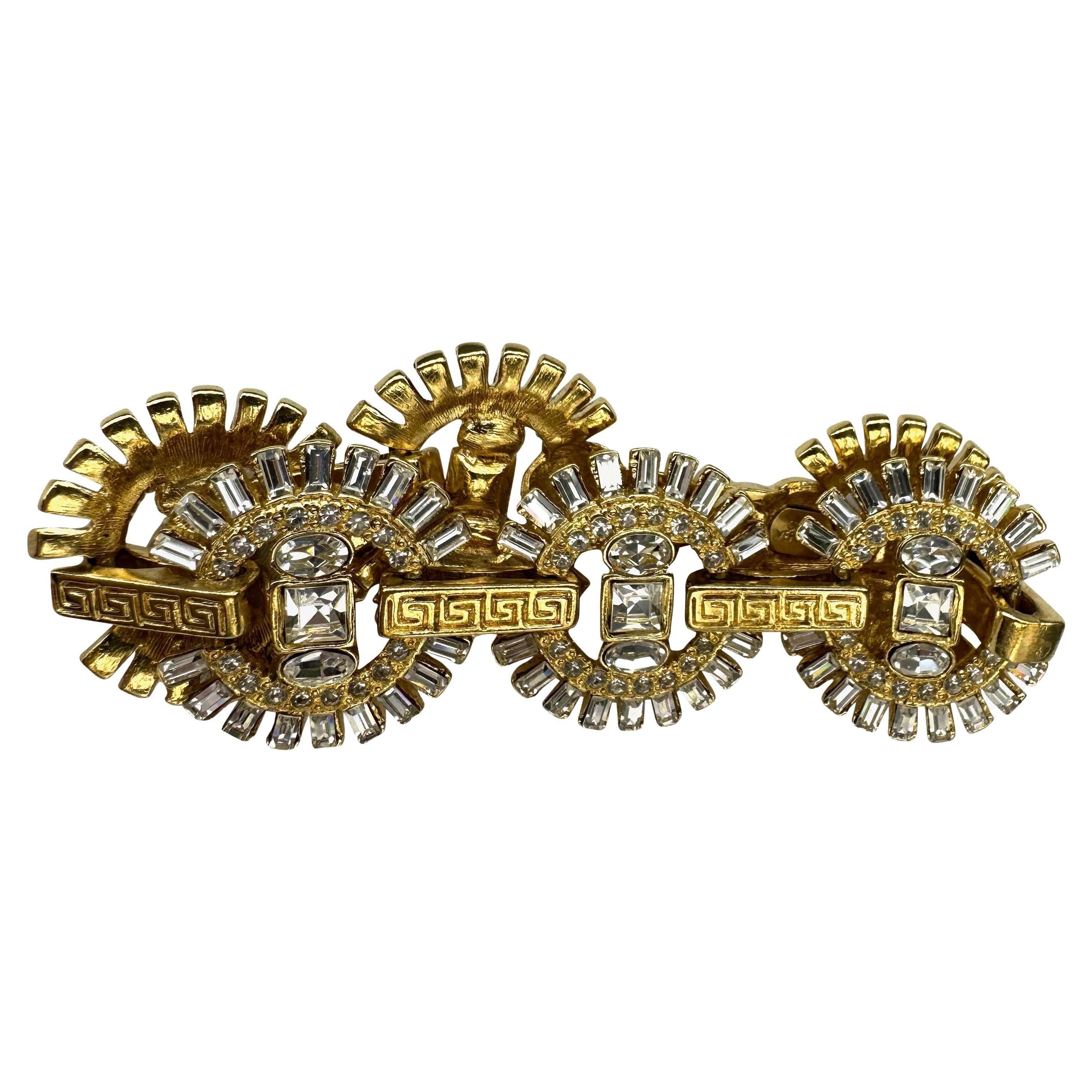 Donna A/I 1995 Gianni Versace Ad Bracciale in tonalità oro A Link Strass in vendita