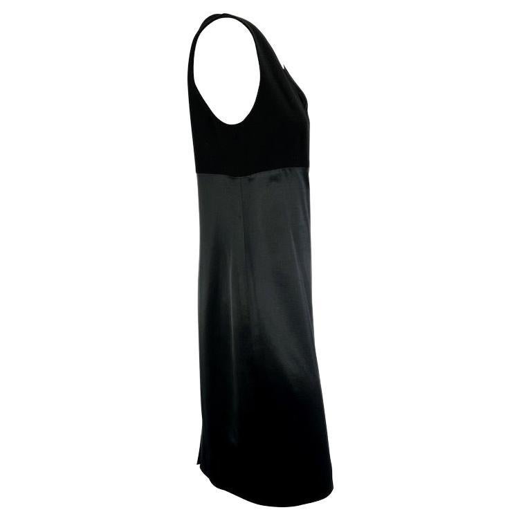 F/W 1995 Gianni Versace Couture Black Satin Skirt Bodycon Sleeveless Dress In Good Condition For Sale In West Hollywood, CA