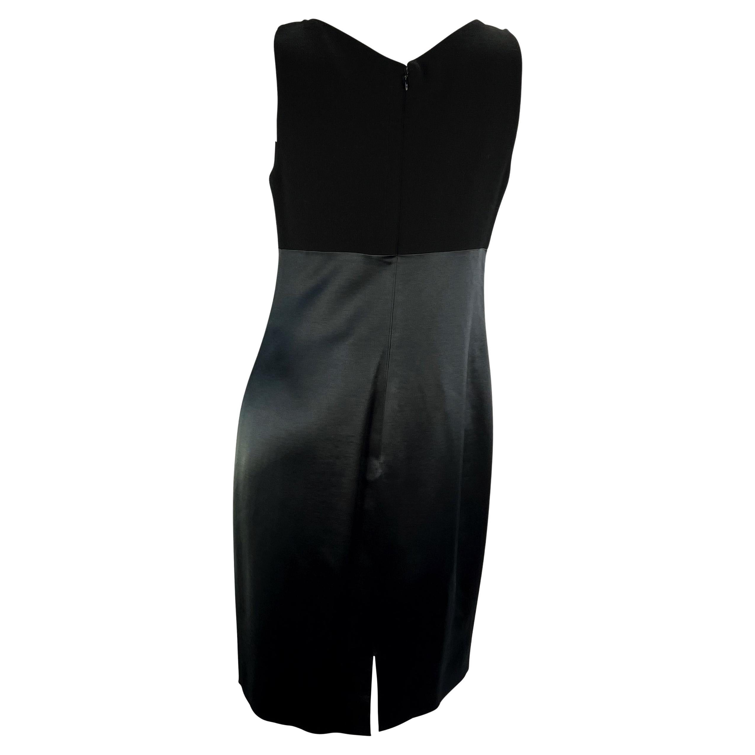 Women's F/W 1995 Gianni Versace Couture Black Satin Skirt Bodycon Sleeveless Dress For Sale