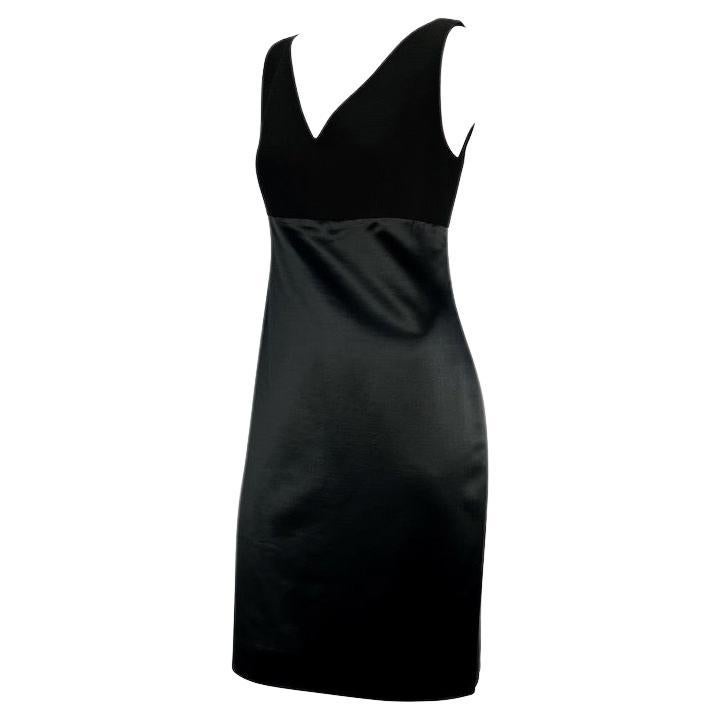 F/W 1995 Gianni Versace Couture Black Satin Skirt Bodycon Sleeveless Dress For Sale