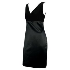 Retro F/W 1995 Gianni Versace Couture Black Satin Skirt Bodycon Sleeveless Dress