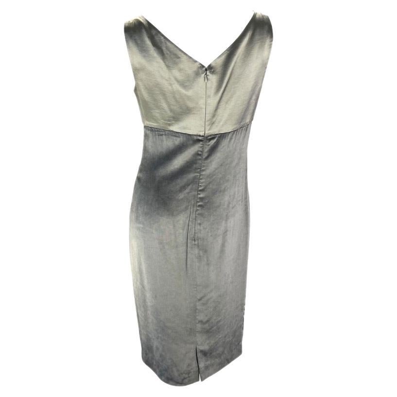 F/W 1995 Gianni Versace Couture Runway Grey Pleated Silk Velvet Dress For Sale 1