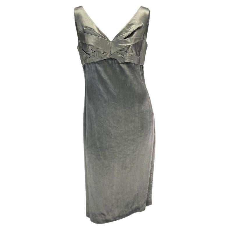 F/W 1995 Gianni Versace Couture Runway Grey Pleated Silk Velvet Dress