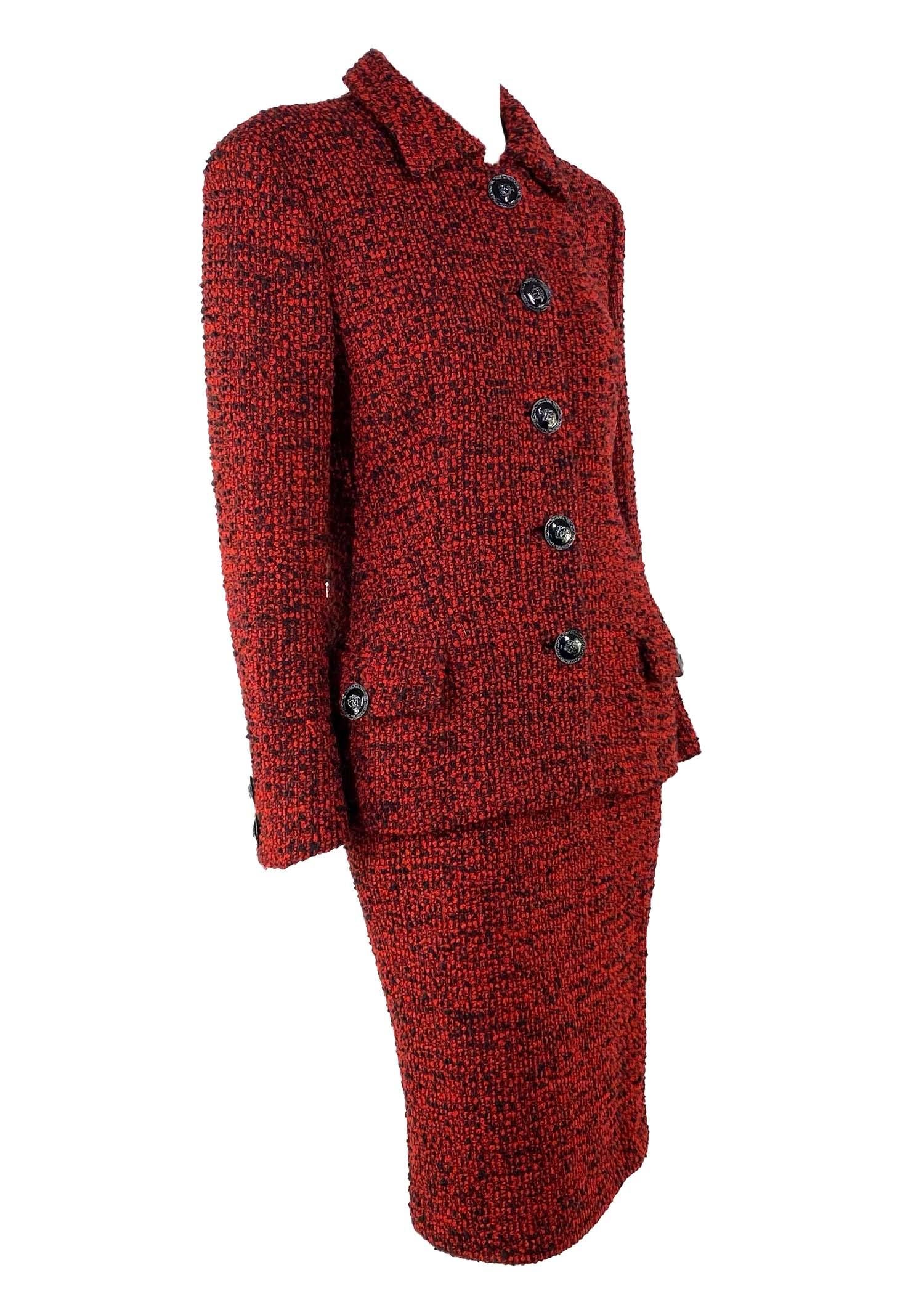 red tweed set